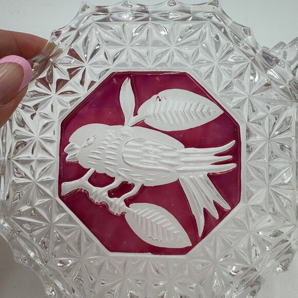 Vintage Byrdes Collection Octagon 4" Trinket Box by Hofbauer 24% Lead Crystal - Picture 6 of 11